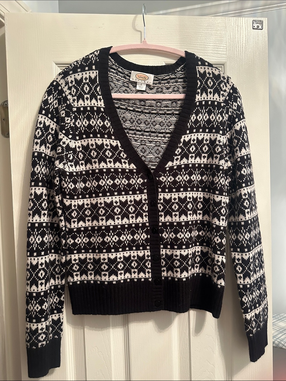 Talbots Black and White V-Neck Cardigan S